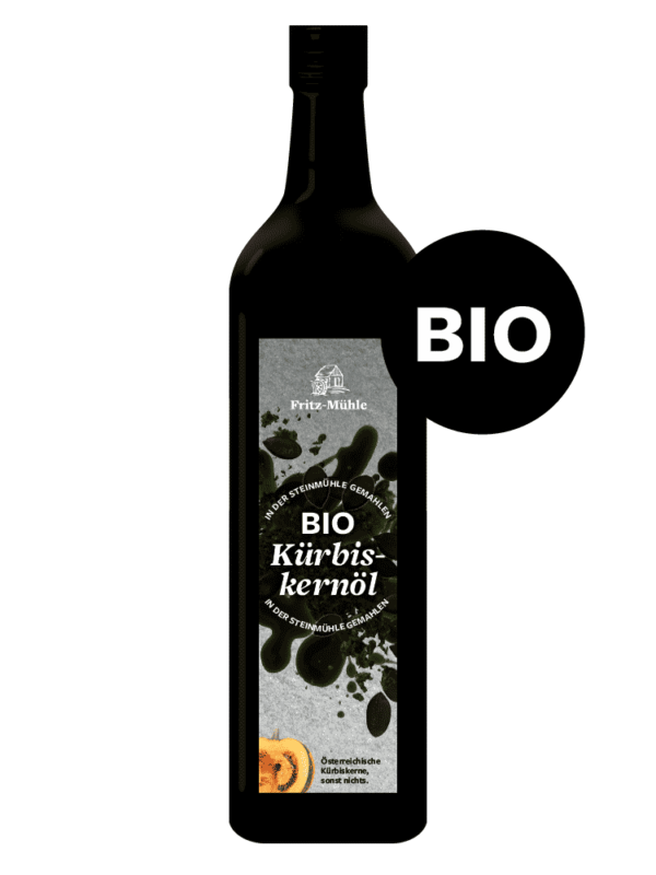Österreichisches Kürbiskernöl aus der Steinmühle BIO - Thermenland Fritzmühle